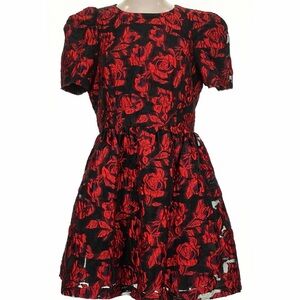 Black Halo Red and Black Floral Mini Dress